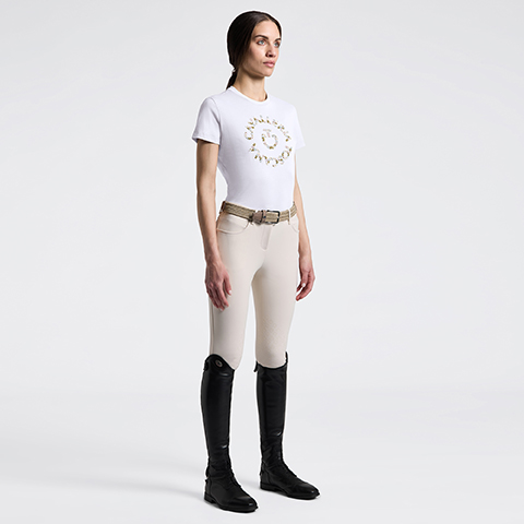 Women's Cotton T-shirt with Floral Embroidery - Image 6