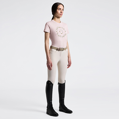 Women's Cotton T-shirt with Floral Embroidery - Image 7