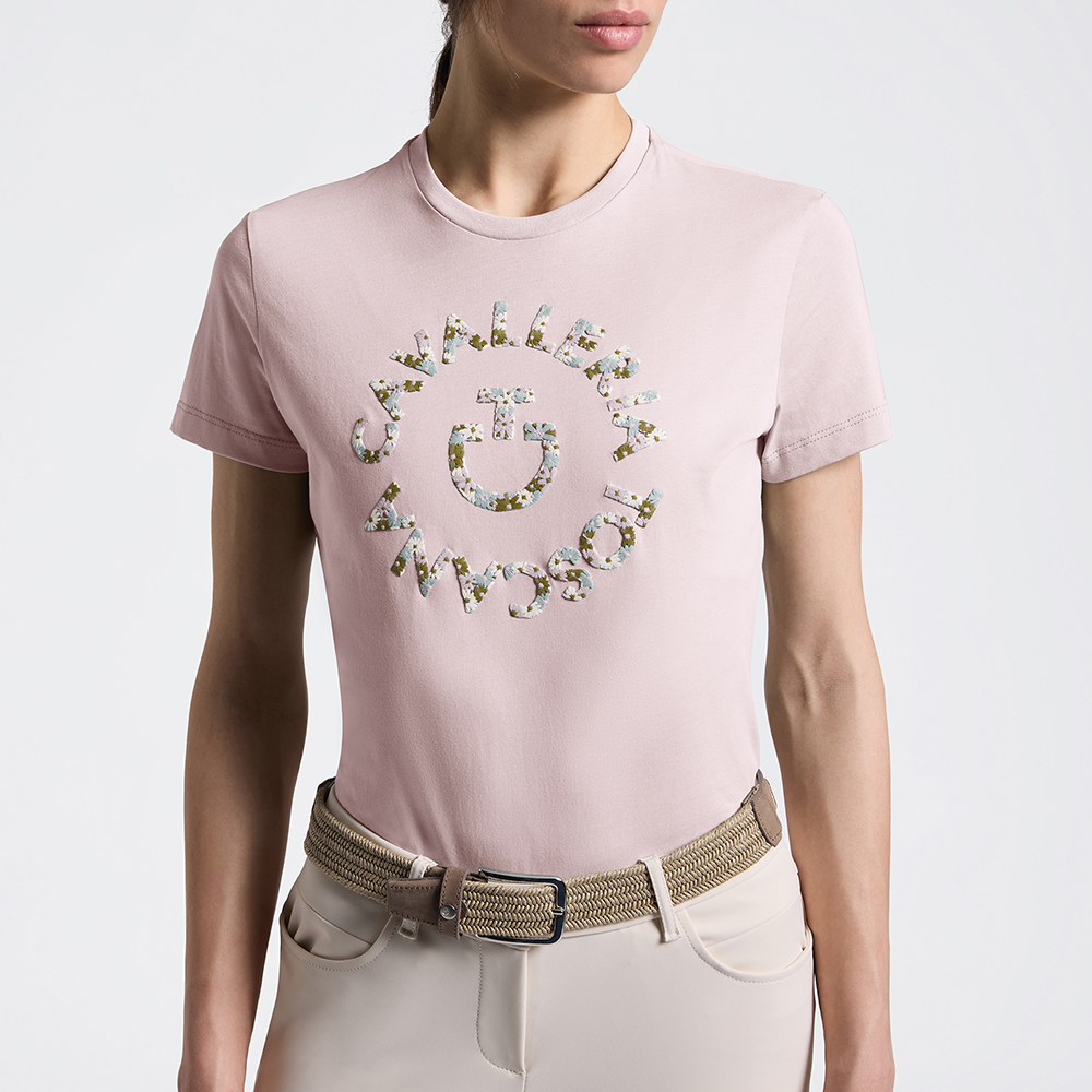 Women's Cotton T-shirt with Floral Embroidery - Image 4