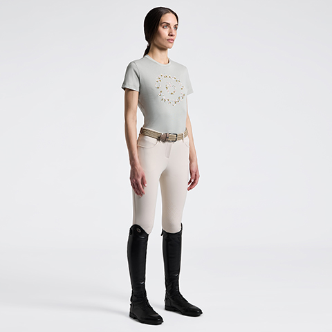 Women's Cotton T-shirt with Floral Embroidery
