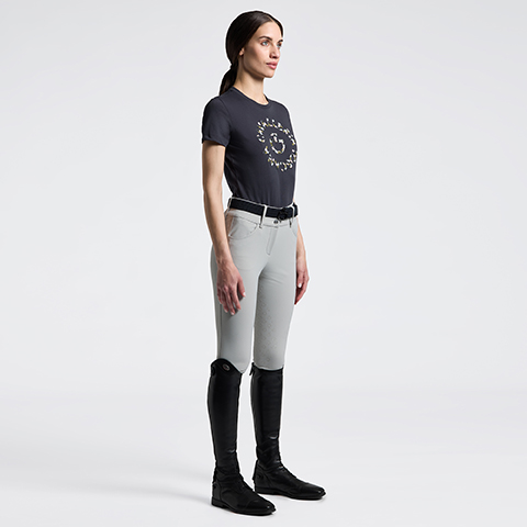 Women's Cotton T-shirt with Floral Embroidery - Image 8