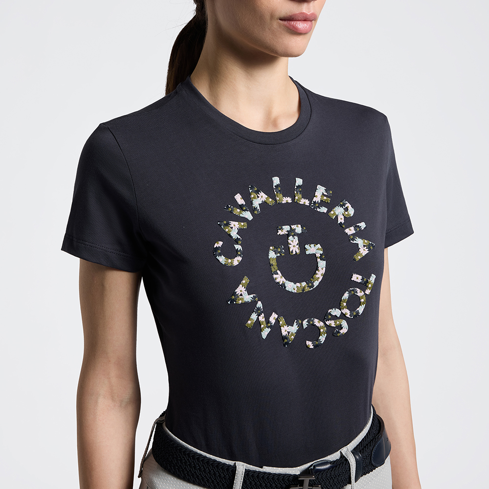 Women's Cotton T-shirt with Floral Embroidery - Image 5