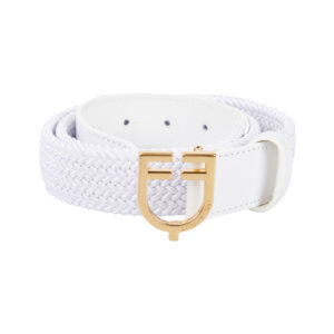 Leather Elastic Belt with Logo Buckle
